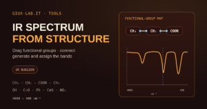 Cover showing connected CH3, CH2 and COOR blocks beside a simulated IR spectrum with absorption bands.