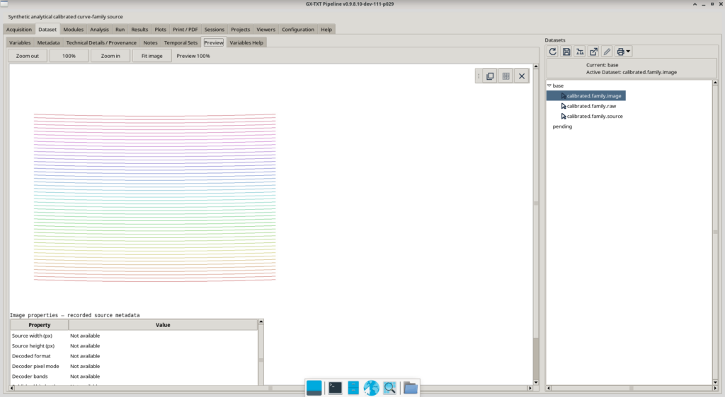 Anteprima del Dataset sintetico calibrated_curve_family, contenente numerose curve colorate e ravvicinate.
