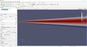 Velocity magnitude in the parametric channel generated with Python and Gmsh