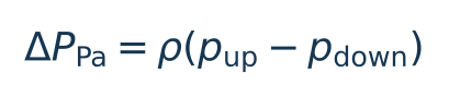 Conversione in pascal: ΔP = ρ (p_up − p_down)