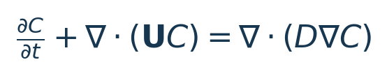 Equazione di advezione-diffusione: dC/dt + div(U C) = div(D grad C)